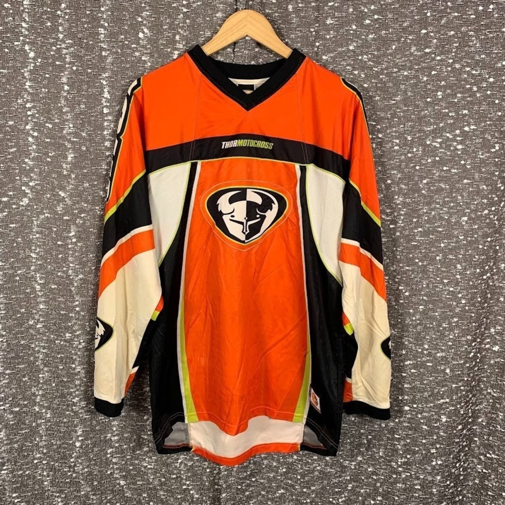Vintage Thor Motocross Core Orange Racing Jersey Long Sleeve Men's Medium
